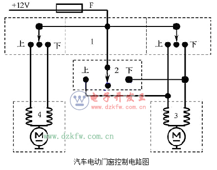 汽車電動門窗控制電路圖
