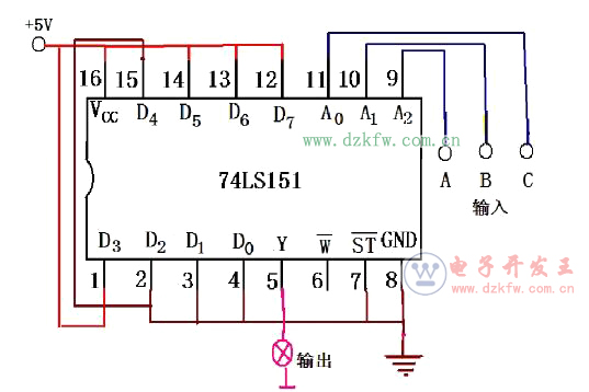 74ls151實現三人表決器