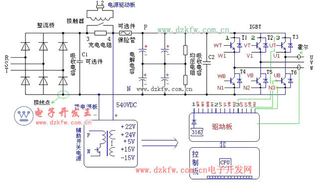 變頻器主電路圖及控制電路