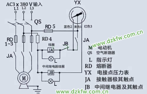 電接點壓力表的控制電路圖